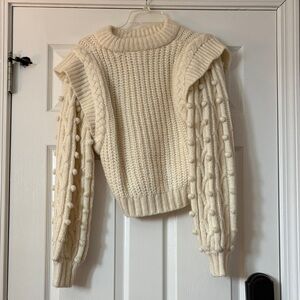 FARM Rio Cream Textured Turtleneck Sweater